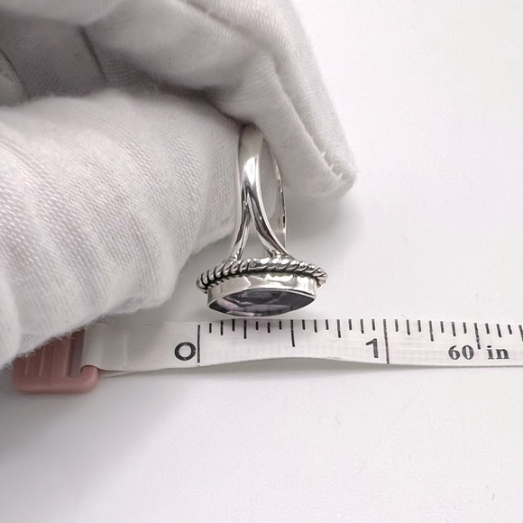 Genuine Faceted Marquise Amethyst .925 Sterling Silver Ring - Picture 16 of 17